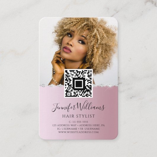 QR-codefoto | Roos Gold Loyalty Sjabloon Diamond Visitekaartje (Voorkant)