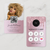 QR-codefoto | Roos Gold Loyalty Sjabloon Diamond Visitekaartje (Voorkant / Achterkant)