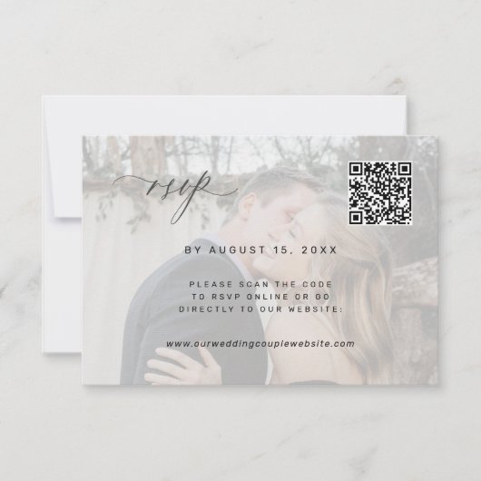 QR-codefoto RSVP elegante bruiloft RSVP-kaart Kaartje (Voorkant)