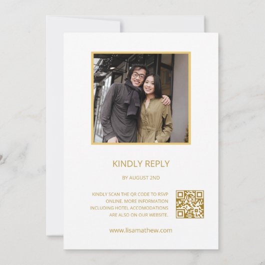 QR-codefoto | Witgoud Chinese bruiloft Kaart (Achterkant)