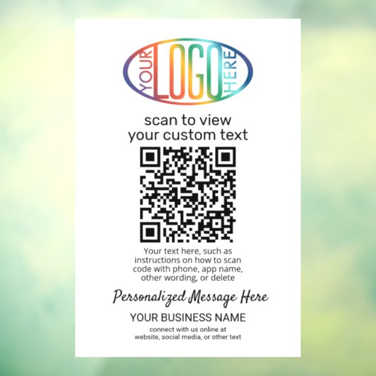 QR-codegenerator & Bedrijfslogo Modern Wit Raamsticker (Vel 3)