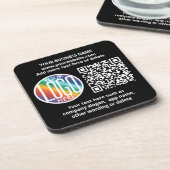 QR-codegenerator & uw bedrijfslogo Zwart Bier Onderzetter (Linkerzijde)