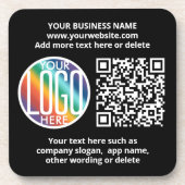 QR-codegenerator & uw bedrijfslogo Zwart Bier Onderzetter (Voorkant)