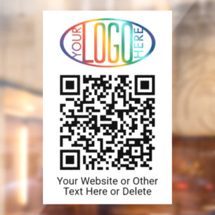 QR-codegenerator & Zakelijk logo Eenvoudig Wit Raamsticker