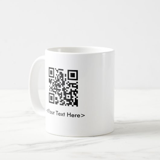 QR-codekoffie Mok met bewerkbare tekst (Voorkant links)