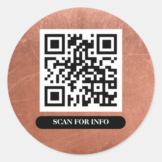 QR-codekoper Bronze Unieke professionele afbeeldin Ronde Sticker (Voorkant)