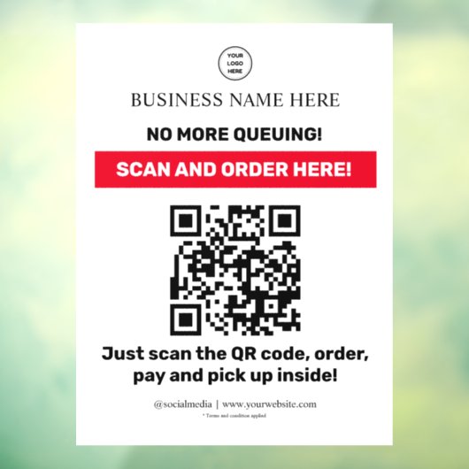 QR-codemenu Scanvolgorde Raamsticker (Vel 3)