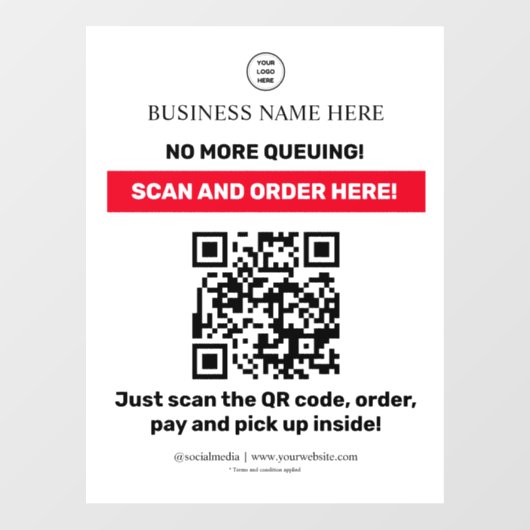 QR-codemenu Scanvolgorde Raamsticker (Vel)