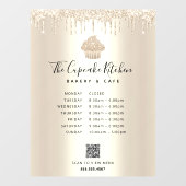 QR-codemenu - Uren Cupcake bakkerij Gold Glitter Raamsticker (Vel)