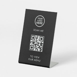 QR-codemenu Zakelijk Logo Contactloze moderne Reclamebord Met Voetstuk