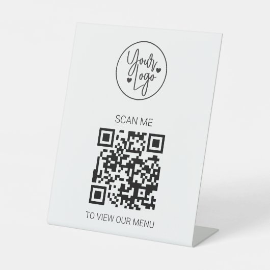 QR-codemenu Zakelijk Logo Contactloze moderne Reclamebord Met Voetstuk (Voorkant)