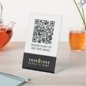 QR-codemenu Zwart Logo Contactloze moderne afkorti Reclamebord Met Voetstuk (Insitu)