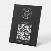 QR-codemenu Zwart Logo Matig contactloos Reclamebord Met Voetstuk (Voorkant)
