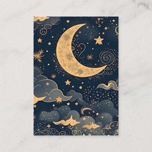 qr codeMidnight Blue Goud Hemelse bruiloft Informatiekaartje (Achterkant)