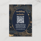 qr codeMidnight Blue Goud Hemelse bruiloft Informatiekaartje (Voorkant)