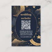 qr codeMidnight Blue Goud Hemelse bruiloft Informatiekaartje (Voorkant)