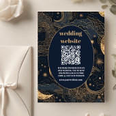 qr codeMidnight Blue Goud Hemelse bruiloft Informatiekaartje