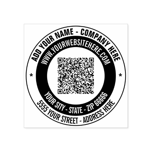 QR-codenaam retouradres Ronde Rubberstempel (Afrduk)