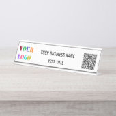 QR-codenaam Tekst Logo Business Desk Naam Bord Bureau Naambordje (Voorkant)