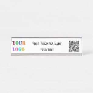QR-codenaam Tekst Logo Business Desk Naam Bord Bureau Naambordje
