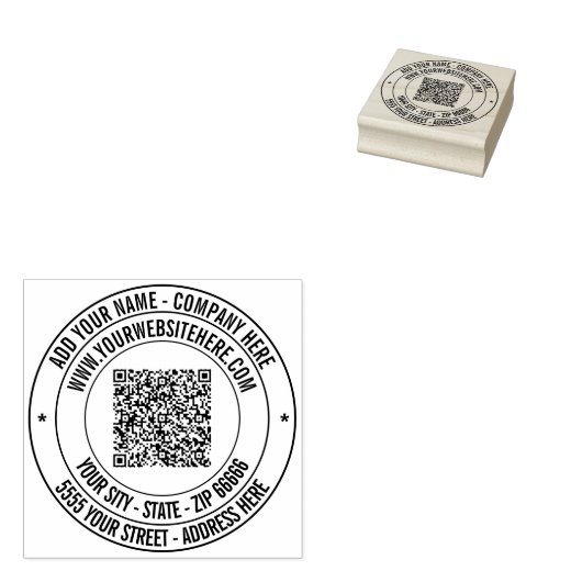 QR-codenaam Website Adres Rond Rubberstempel (Gestempeld)