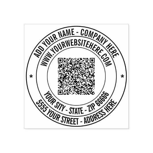 QR-codenaam Website Adres Rond Rubberstempel (Afrduk)