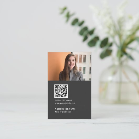 QR-codenetwerk modern onroerend goed in logo Visitekaartje (Staand voorkant)