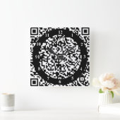 QR-codenummuurklok - Kunstback en wit Vierkante Klok (Huis)
