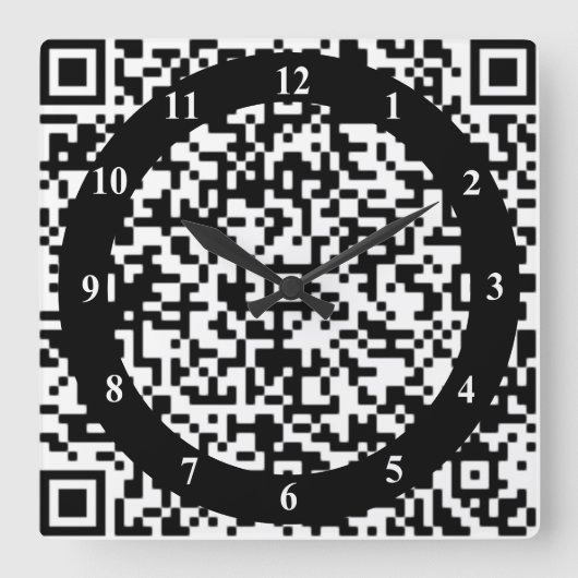 QR-codenummuurklok - Kunstback en wit Vierkante Klok (Voorkant)