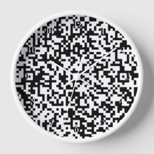 QR-codenummuurklok Matig ontwerp zwart-wit