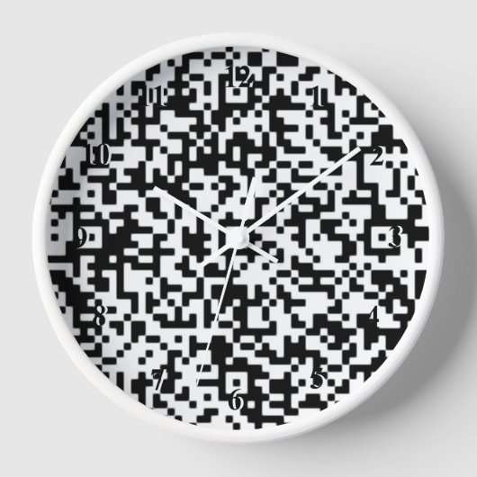 QR-codenummuurklok Matig ontwerp zwart-wit (Voorkant)