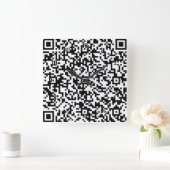QR-codenummuurklok - Modern - zwart en wit Vierkante Klok (Huis)