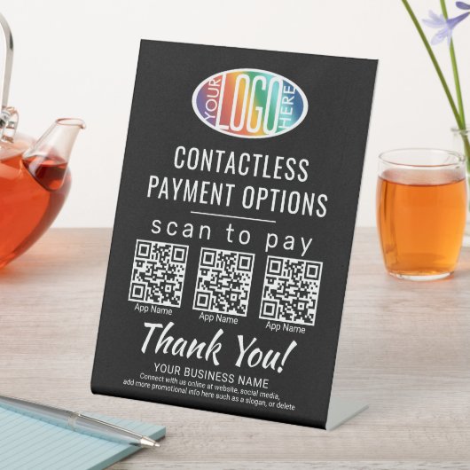 QR-codes en Logo 3-betalingsapps uploaden Scannen Reclamebord Met Voetstuk (Insitu)