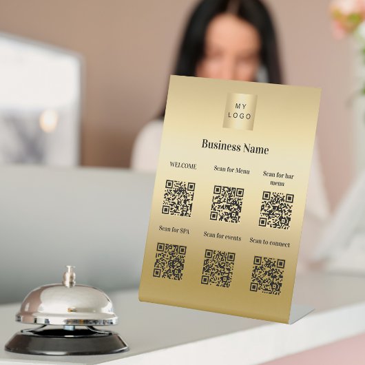 QR codes gastinformatie hotel resort goud Reclamebord Met Voetstuk