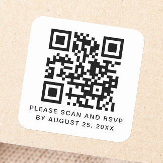 QR-codescan en RSVP aangepaste tekstvierkant Stick Vierkante Sticker