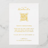 QR-codescan | Weddenschap met details Folie Uitnodiging (Voorkant)