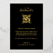 QR-codescan | Weddenschap met details Folie Uitnodiging (Voorkant)