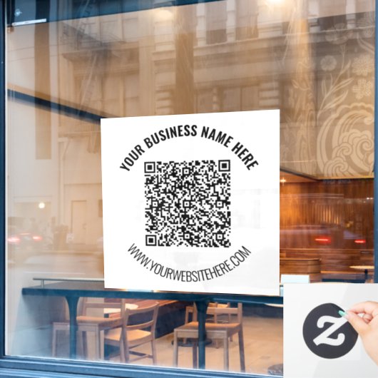 QR-codescanI aangepaste tekst Business Window Clin Raamsticker (Cafe Raam)