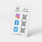 QR-codescanner om verbinding te maken op sociale m Reclamebord Met Voetstuk (Voorkant)