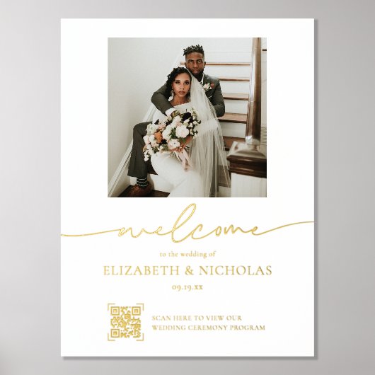 QR-codescanprogramma | Welkom bruiloft foto Folie Afdrukken (Voorkant)