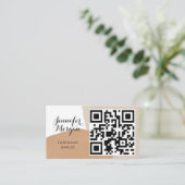 QR-codescript Pampas Sand Boho Handmade Jewelry Visitekaartje (Staand voorkant)