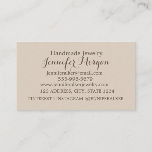 QR-codescript Pampas Sand Boho Handmade Jewelry Visitekaartje (Achterkant)