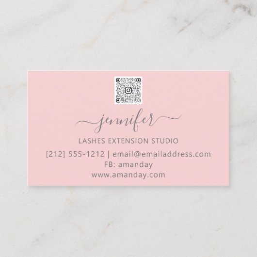 QR-codestreepjes Uitbreiding Golden Script Roze Visitekaartje (Achterkant)