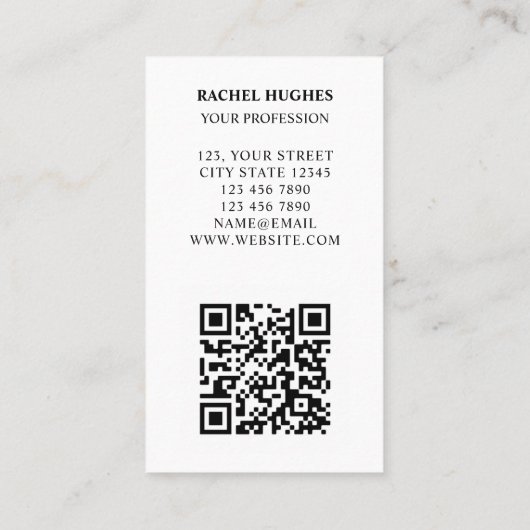 QR-codestructuur voor levensreddend personeel Visitekaartje (Achterkant)