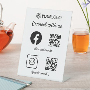 QR-codeteken Instagram Facebook Business Social M Reclamebord Met Voetstuk