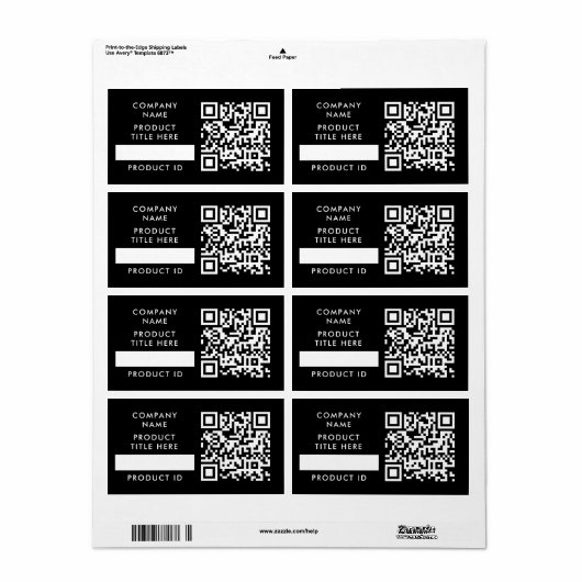 QR-codevoorraad | Zwart bedrijfsproduct Etiket (Full Sheet)