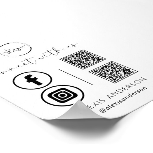 QR Connect met Amerikaanse zakelijke Logo Social M Poster (Hoek)