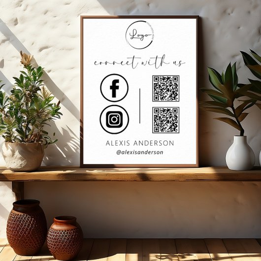 QR Connect met Amerikaanse zakelijke Logo Social M Poster