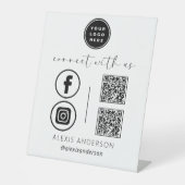 QR Connect met Amerikaanse zakelijke Logo Social M Reclamebord Met Voetstuk (Voorkant)