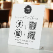 QR Connect met Amerikaanse zakelijke Logo Social M Reclamebord Met Voetstuk